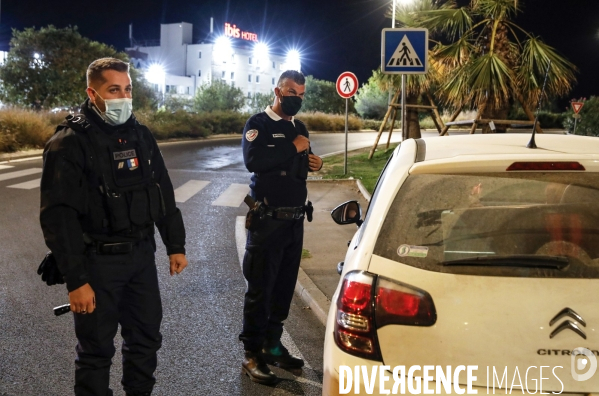 Controles de Police pour la première soirée de Couvre-feu à Montpellier