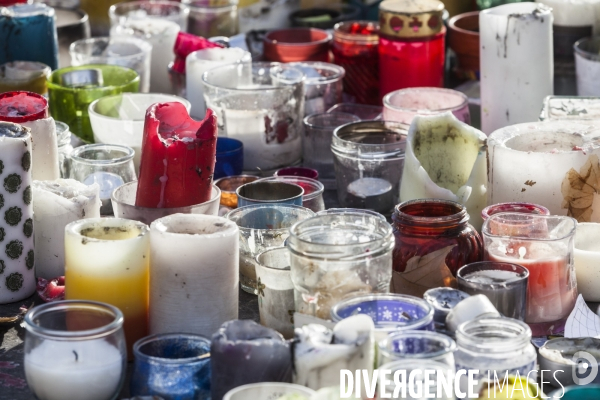 Attentat du BATACLAN en 2015, Bougie, place de la Republique.