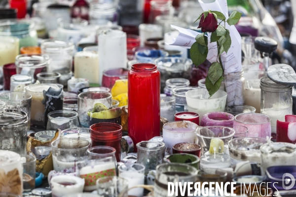 Attentat du BATACLAN en 2015, Bougie, place de la Republique.