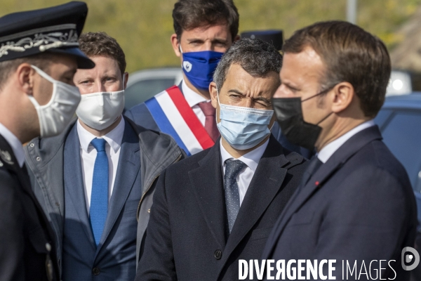 Macron et Darmanin au Col du Perthus, frontiere espagnole