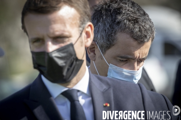 Macron et Darmanin au Col du Perthus, frontiere espagnole