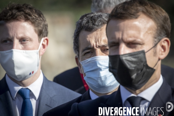 Macron et Darmanin au Col du Perthus, frontiere espagnole