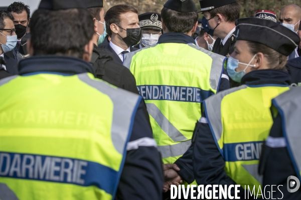 Macron et Darmanin au Col du Perthus, frontiere espagnole