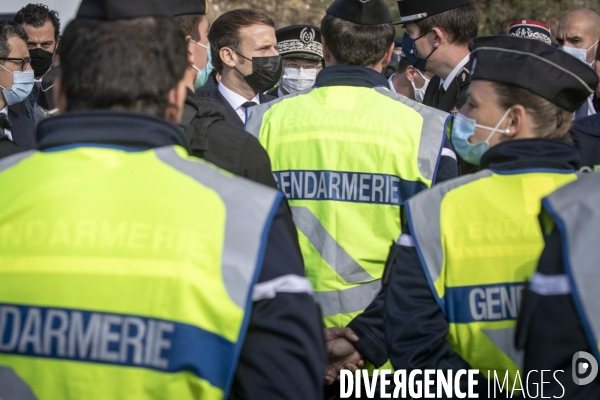 Macron et Darmanin au Col du Perthus, frontiere espagnole