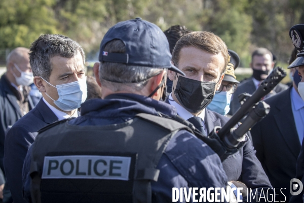 Macron et Darmanin au Col du Perthus, frontiere espagnole