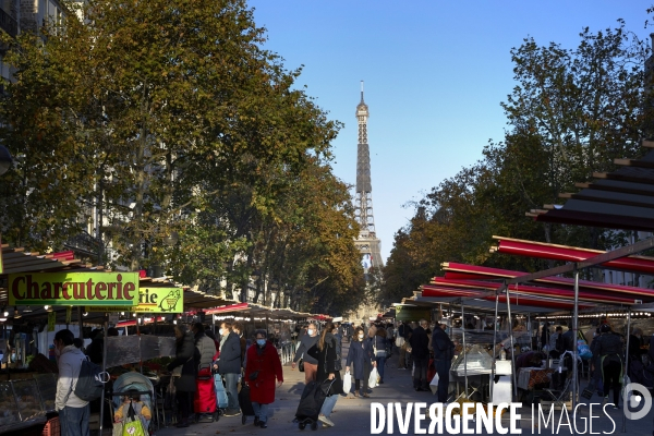 Marché à Paris sous confinement