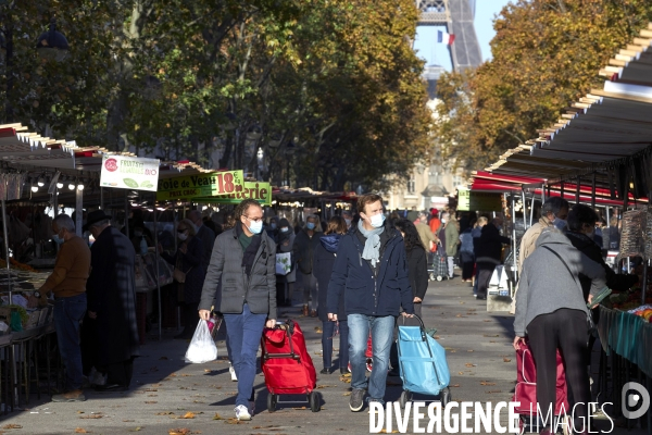 Marché à Paris sous confinement