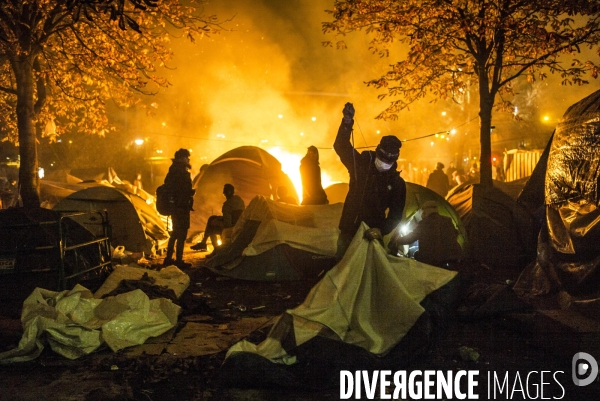 Evacuation du camp de migrants et refugies de saint-denis.