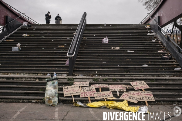 Evacuation du camp de migrants et refugies de saint-denis.