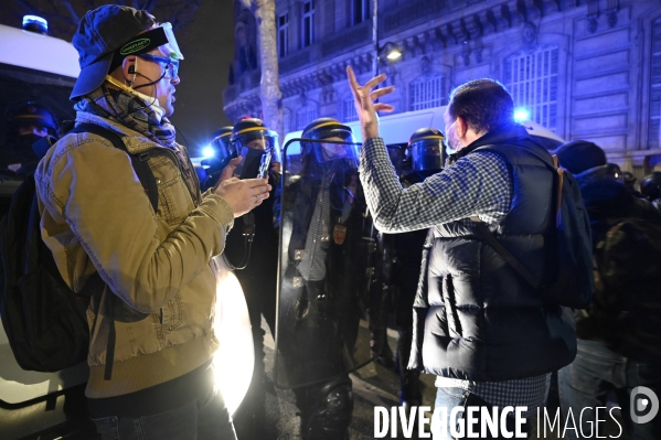 Manifestation contre le projet de loi SECURITE GLOBALE, Demonstration against new security law project against freedom of information.