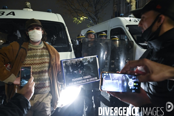 Manifestation contre le projet de loi SECURITE GLOBALE, Demonstration against new security law project against freedom of information.