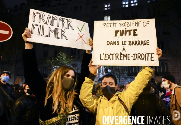 Manifestation contre le projet de loi SECURITE GLOBALE, Demonstration against new security law project against freedom of information.