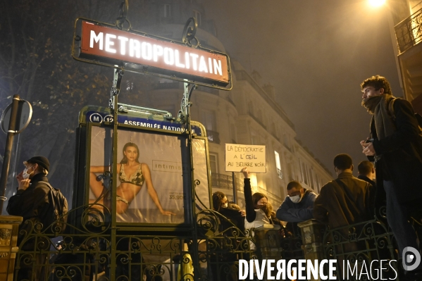 Manifestation contre le projet de loi SECURITE GLOBALE, Demonstration against new security law project against freedom of information.