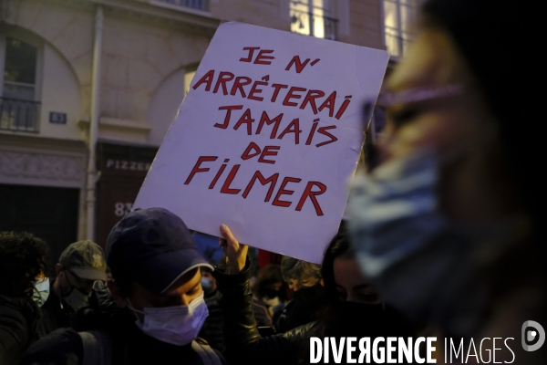 Manifestation contre le projet de loi sur la securité globale. Demonstration against the proposed  overall security  bill,