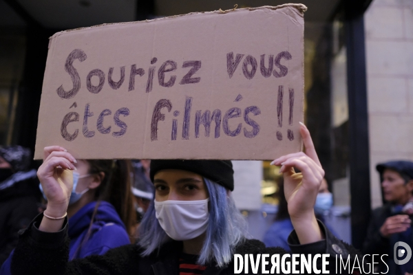 Manifestation contre le projet de loi sur la securité globale. Demonstration against the proposed  overall security  bill,