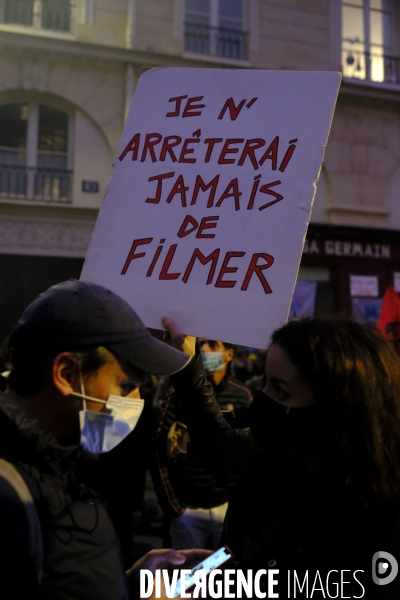 Manifestation contre le projet de loi sur la securité globale. Demonstration against the proposed  overall security  bill,