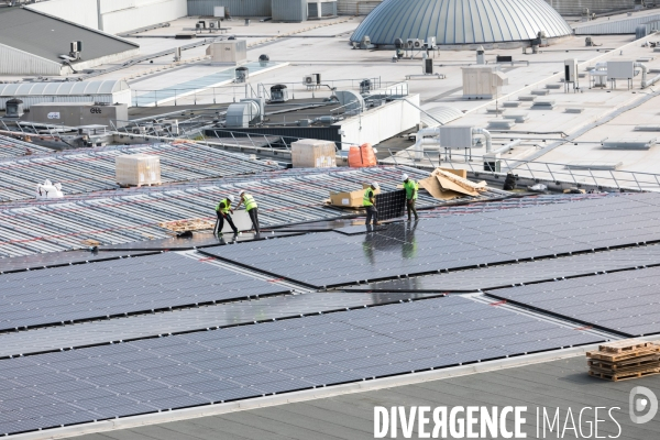 Chantier d installation de panneaux solaires