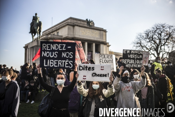 Rassemblement contre la loi de securite globale, place du trocadero.