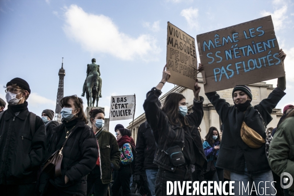 Rassemblement contre la loi de securite globale, place du trocadero.