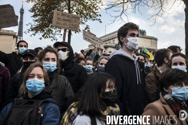 Rassemblement contre la loi de securite globale, place du trocadero.