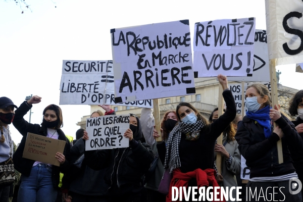 Manifestation à Paris contre la loi Sécurité globale. Demonstrate against The global security law.