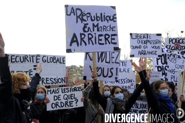 Manifestation à Paris contre la loi Sécurité globale. Demonstrate against The global security law.