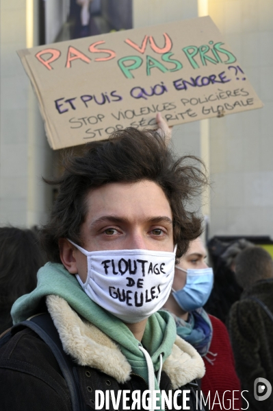 Manifestation contre le projet de loi SECURITE GLOBALE PPL, Demonstration against new security law project against freedom of information.