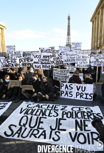 Manifestation contre le projet de loi SECURITE GLOBALE PPL, Demonstration against new security law project against freedom of information.