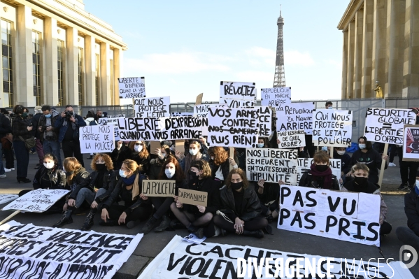 Manifestation contre le projet de loi SECURITE GLOBALE PPL, Demonstration against new security law project against freedom of information.