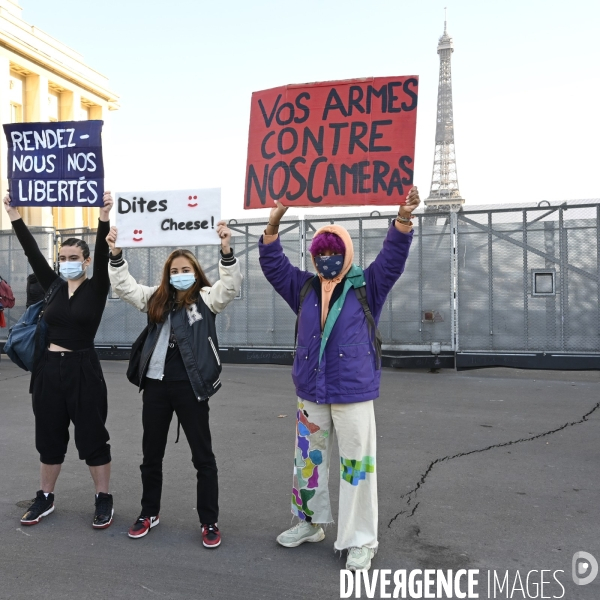 Manifestation contre le projet de loi SECURITE GLOBALE PPL, Demonstration against new security law project against freedom of information.