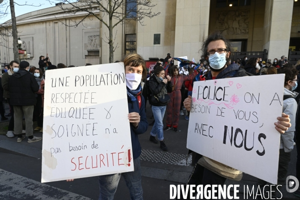 Manifestation contre le projet de loi SECURITE GLOBALE PPL, Demonstration against new security law project against freedom of information.