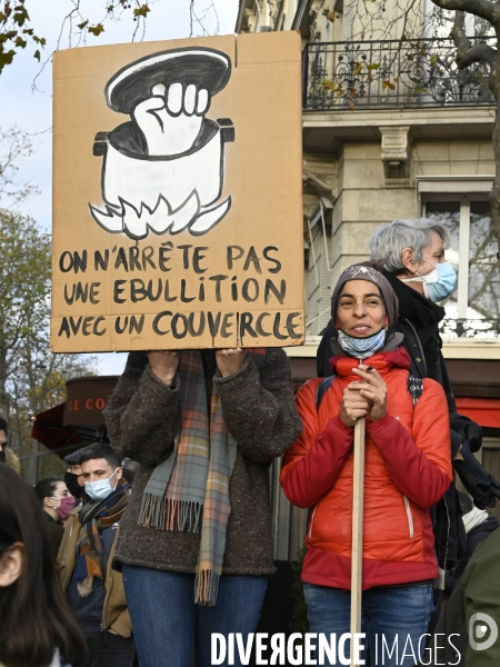 Manifestation contre le projet de loi SECURITE GLOBALE PPL, Demonstration against new security law project against freedom of information.