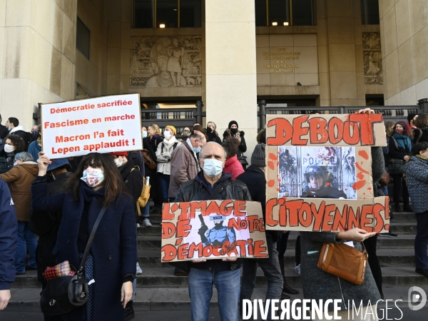 Manifestation contre le projet de loi SECURITE GLOBALE PPL, Demonstration against new security law project against freedom of information.