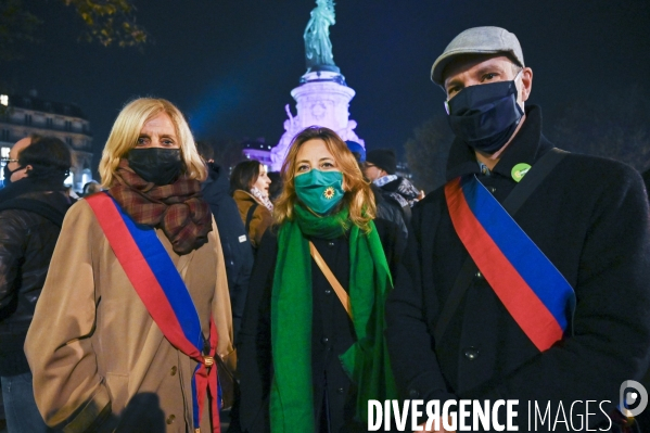 Rassemblement en soutien aux migrants expulsés la veille de la Place de la République.