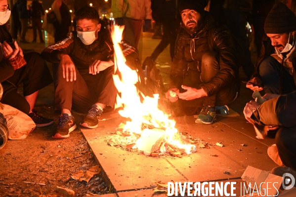 Rassemblement en soutien aux migrants expulsés la veille de la Place de la République.