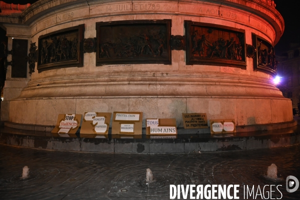 Rassemblement en soutien aux migrants expulsés la veille de la Place de la République.