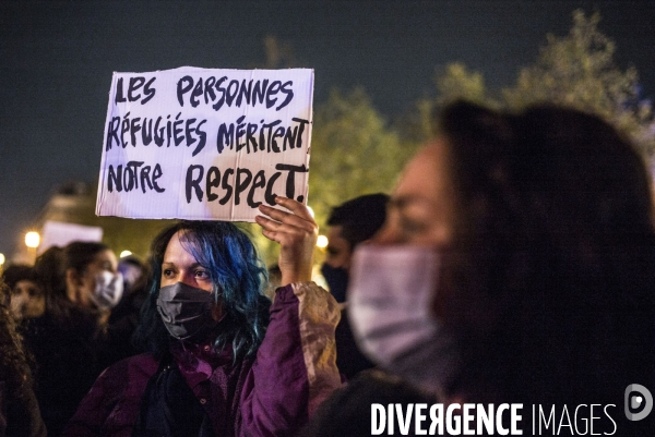 Rassemblement en soutien aux refugies a la rue.