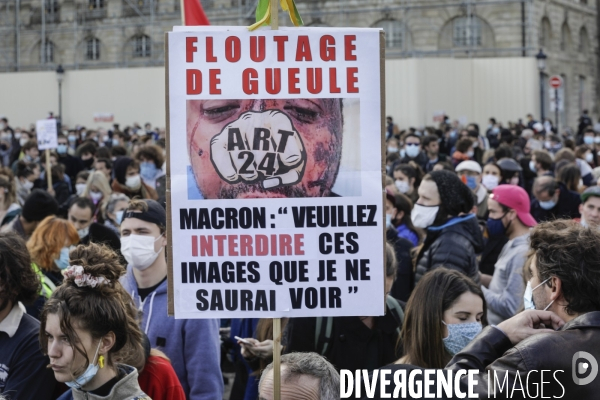 Manifestation à BORDEAUX contre l article 24 et la loi de Sécurité globale.