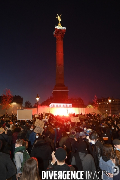 Manifestation contre le projet de loi SECURITE GLOBALE PPL, la marche des libertés du 28 novembre 2020. Demonstration against new security law project against freedom of information.