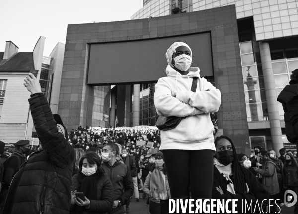 Manifestation contre le projet de loi SECURITE GLOBALE PPL, la marche des libertés du 28 novembre 2020. Demonstration against new security law project against freedom of information.