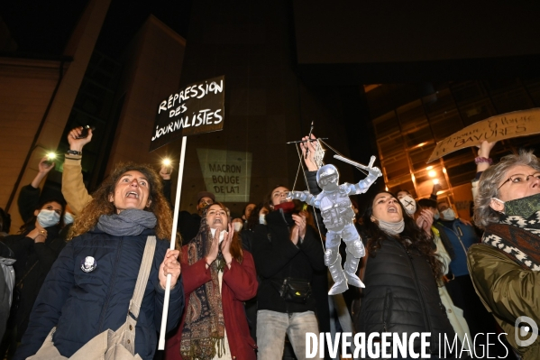 Manifestation contre le projet de loi SECURITE GLOBALE PPL, la marche des libertés du 28 novembre 2020. Demonstration against new security law project against freedom of information.