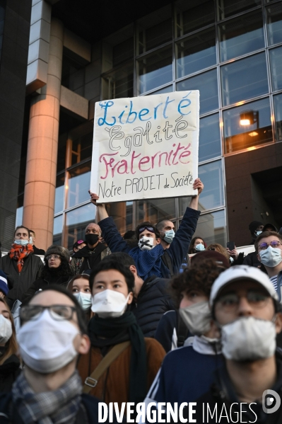 Manifestation contre le projet de loi SECURITE GLOBALE PPL, la marche des libertés du 28 novembre 2020. Demonstration against new security law project against freedom of information.