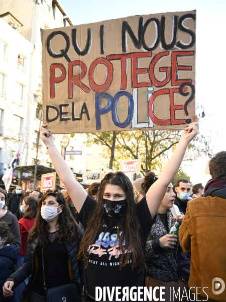 Manifestation contre le projet de loi SECURITE GLOBALE PPL, la marche des libertés du 28 novembre 2020. Demonstration against new security law project against freedom of information.