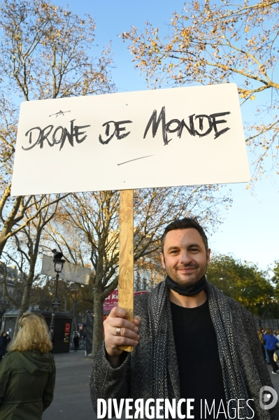 Manifestation contre le projet de loi SECURITE GLOBALE PPL, la marche des libertés du 28 novembre 2020. Demonstration against new security law project against freedom of information.