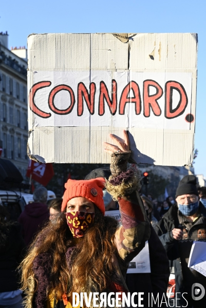 Manifestation contre le projet de loi SECURITE GLOBALE PPL, la marche des libertés du 28 novembre 2020. Demonstration against new security law project against freedom of information.