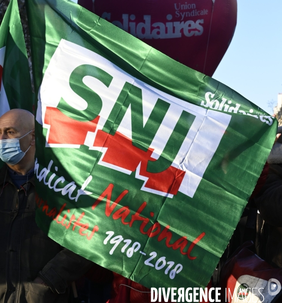 Manifestation contre le projet de loi SECURITE GLOBALE PPL, la marche des libertés du 28 novembre 2020. Demonstration against new security law project against freedom of information.