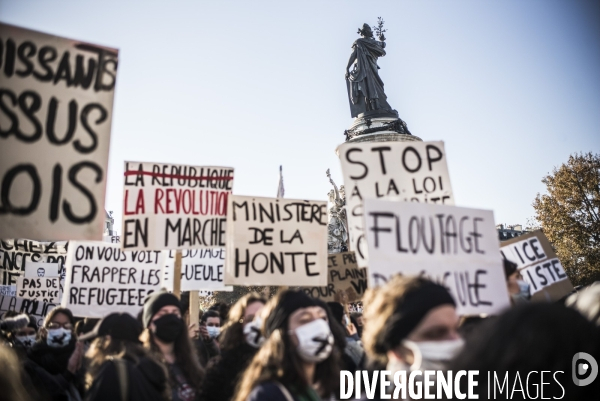 Marche des libertes contre la loi securite globale.