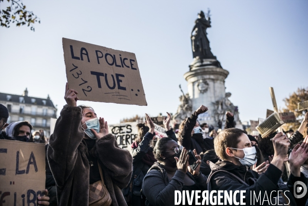 Marche des libertes contre la loi securite globale.