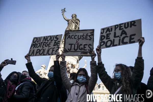 Marche des libertes contre la loi securite globale.