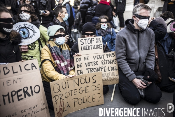 Marche des libertes contre la loi securite globale.